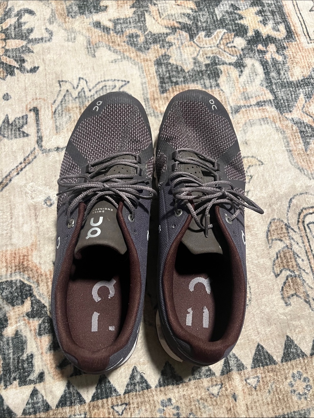 On Running Men's Athletic Sneakers in Dark Gray and Maroon
